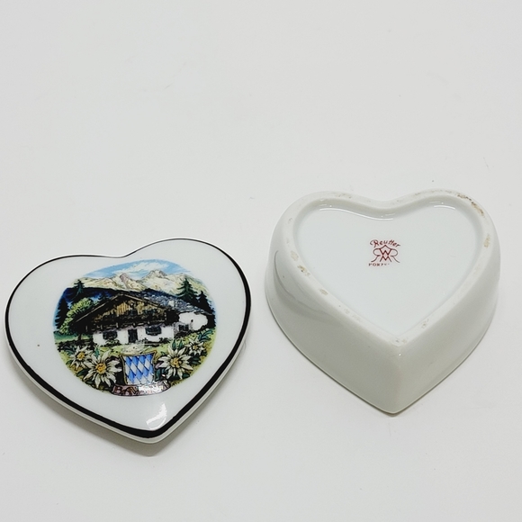 Vintage Porcelain Reutter Bavaria Jewelry Trinket Dish with Cover Heart Shaped. - Picture 3 of 7